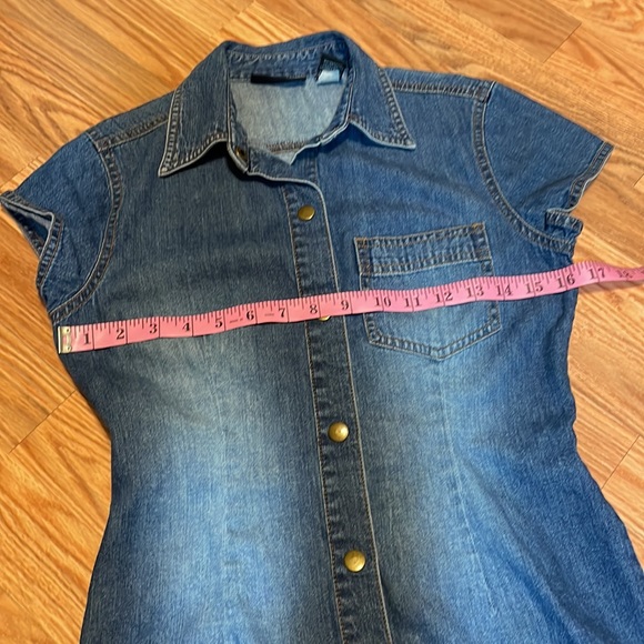 Moda International Denim Dress, Jean Dress, snap front, 2 - Picture 4 of 7